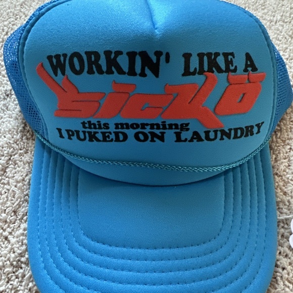 Workin' Like a Sicko this morning I puked on laundry Cap Hat Trucker Ian Connor - Picture 4 of 4